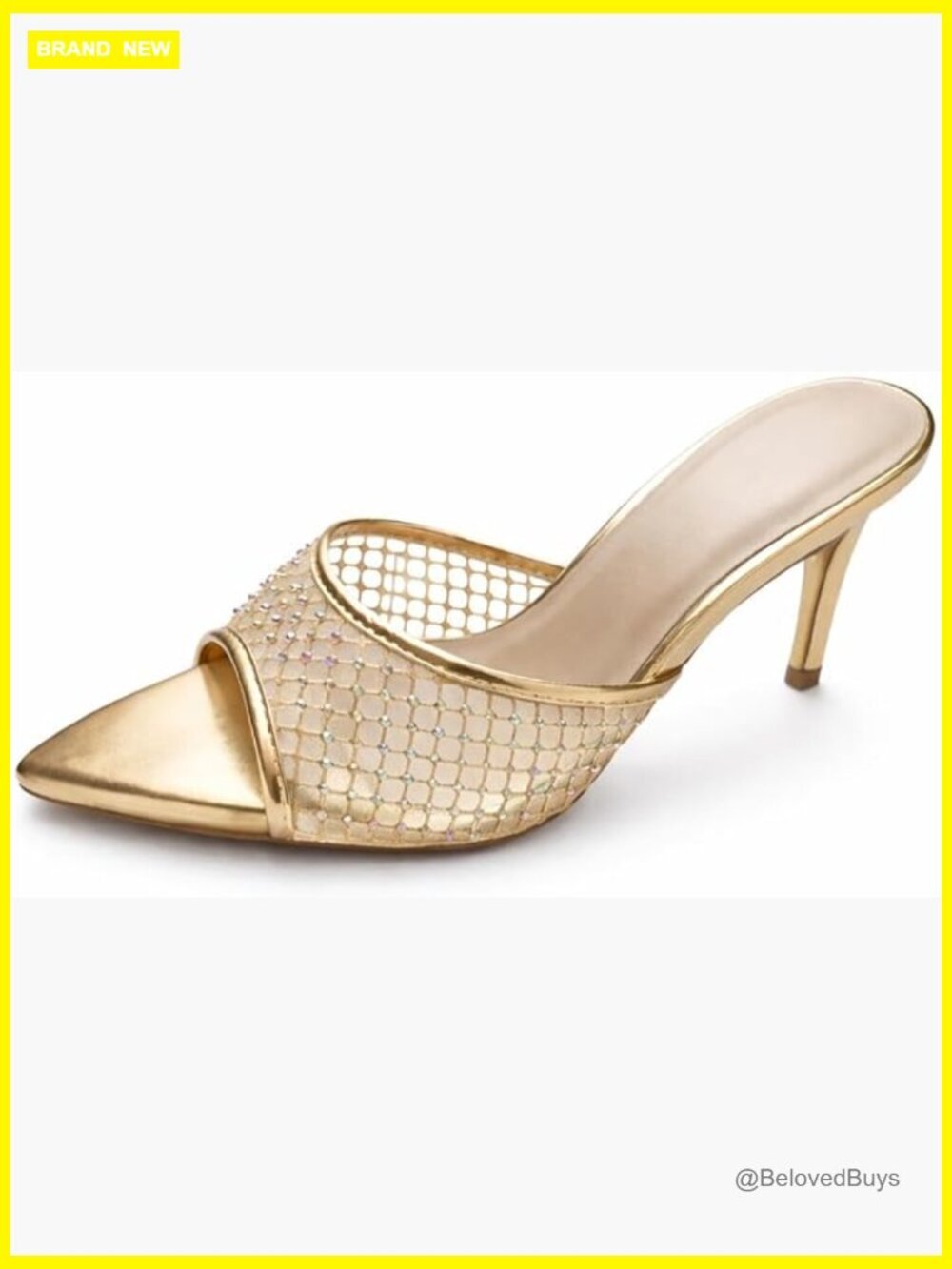 Open Toe Heeled Mules Slip On Sandals Mesh Faux Leather Stiletto